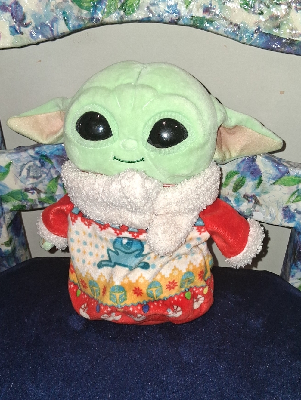 Star Wars Grogu Plush in Green with Festive Red Outfit